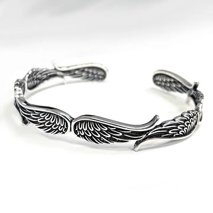Maynard - Pulseira Vintage em Prata com Asas de Anjo