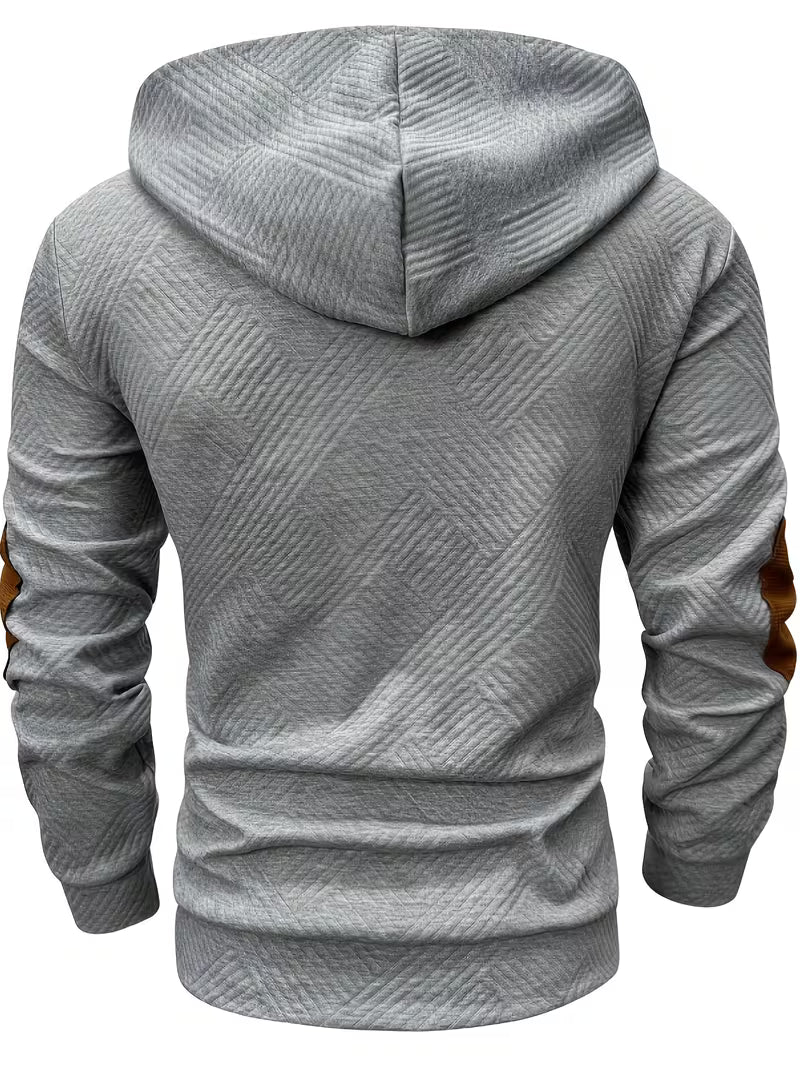 Alejandro - Camisola Com Capuz Texturada e Remendos Contrastantes Nos Cotovelos
