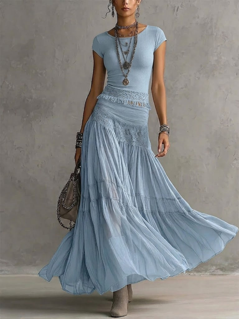 Kylisa - Conjunto De Top Elegante e Saia Boho