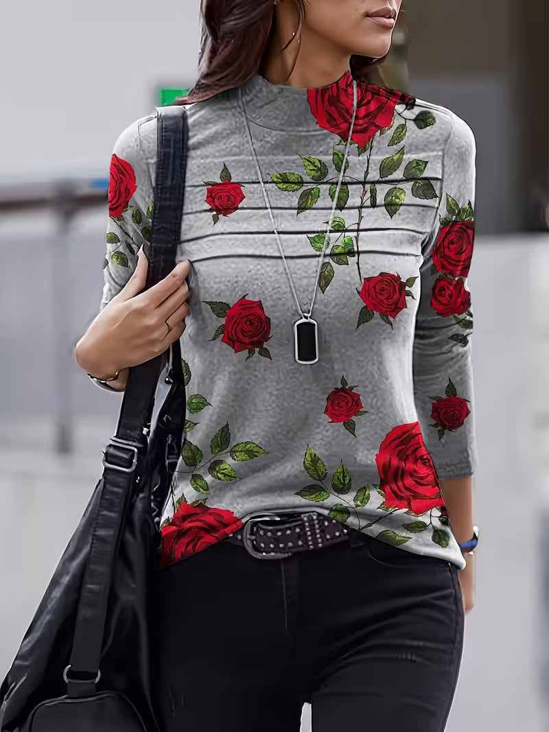Zinie - Top Com Gola Alta E Padrão Floral