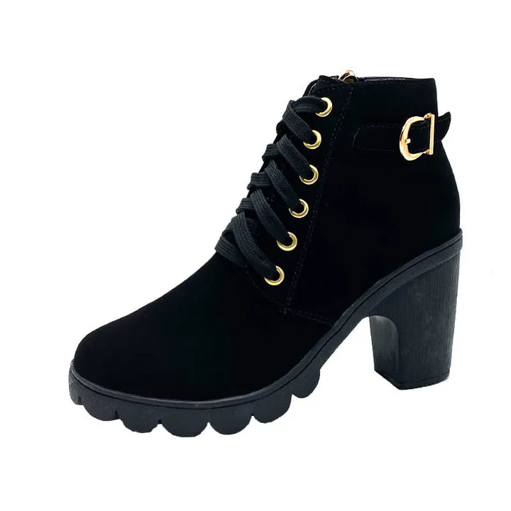 Wiltrud - Botas de Cano Curto Com Atacadores e Salto em Bloco