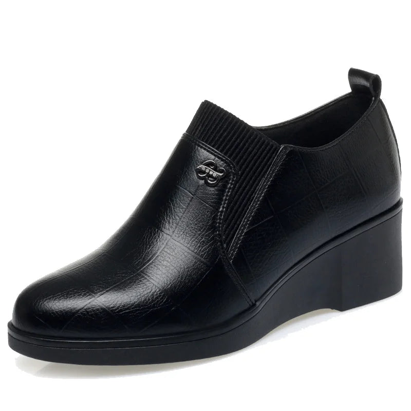 Switolina - Sapatos De Cunha Em Pele Na Moda