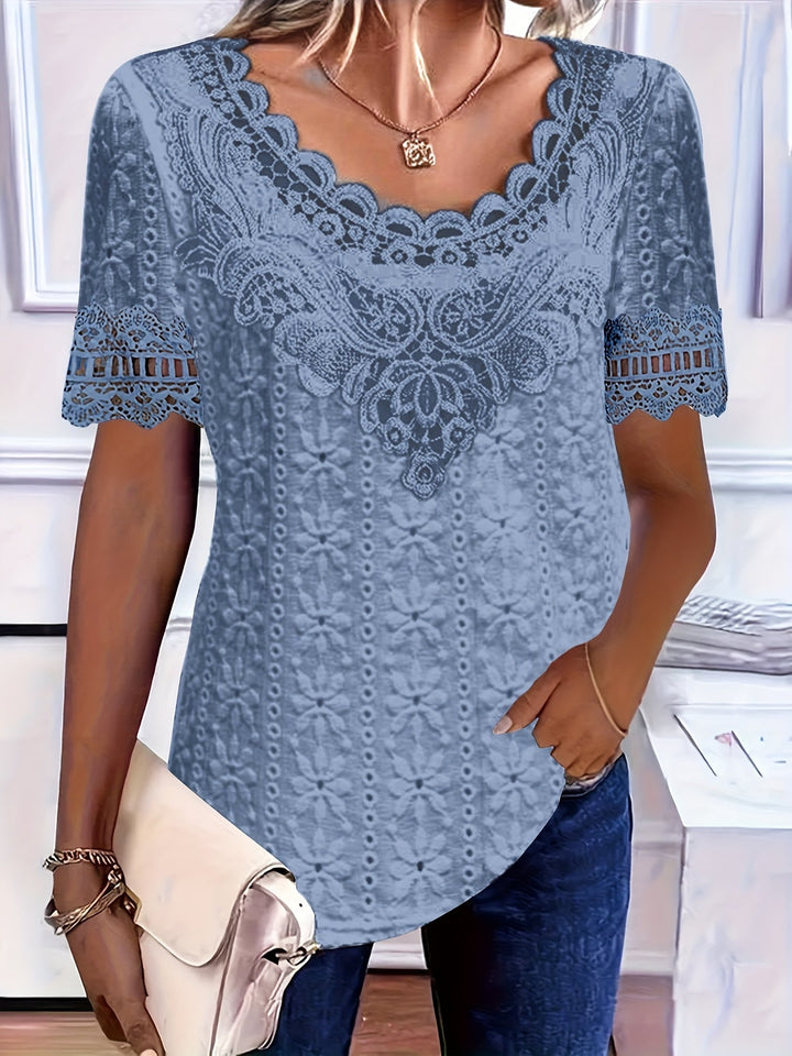Rickea - Blusa Elegante De Manga Curta