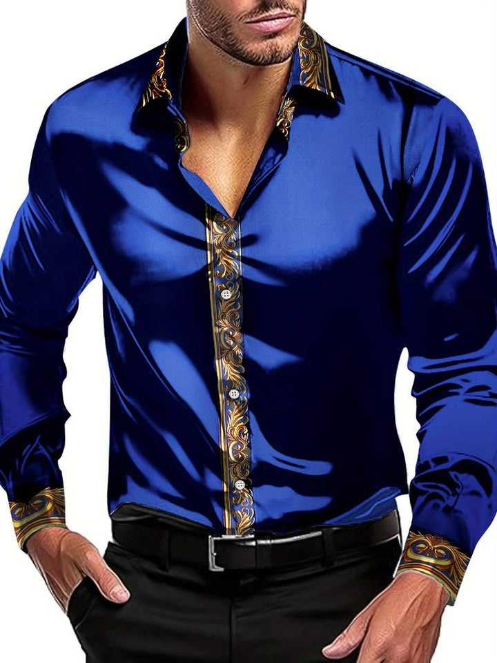 Vygantas - Camisa Elegante de Manga Comprida Com Patchwork
