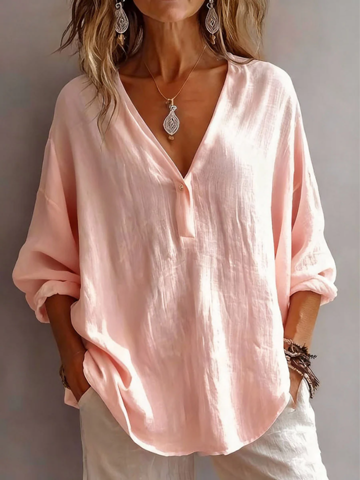 Melna - Blusa Elegante Com Decote Em V