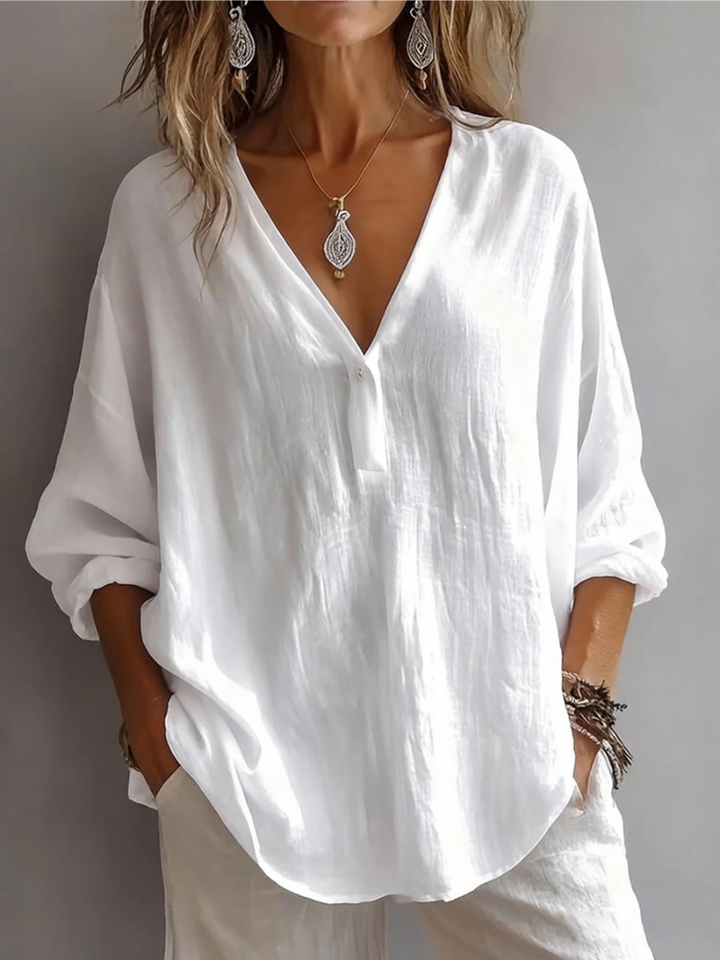 Melna - Blusa Elegante Com Decote Em V