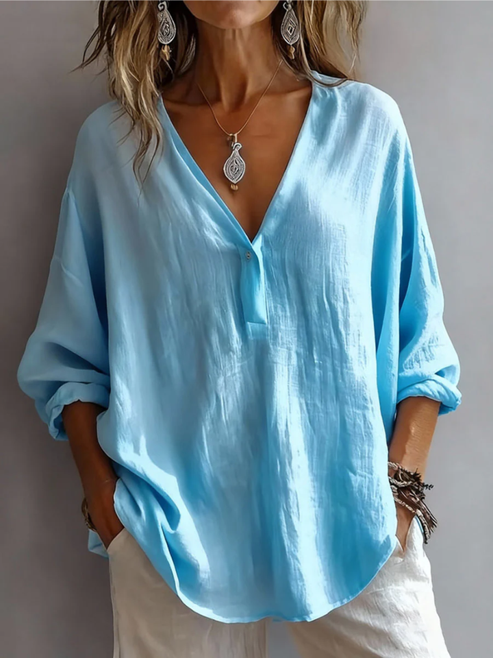 Melna - Blusa Elegante Com Decote Em V