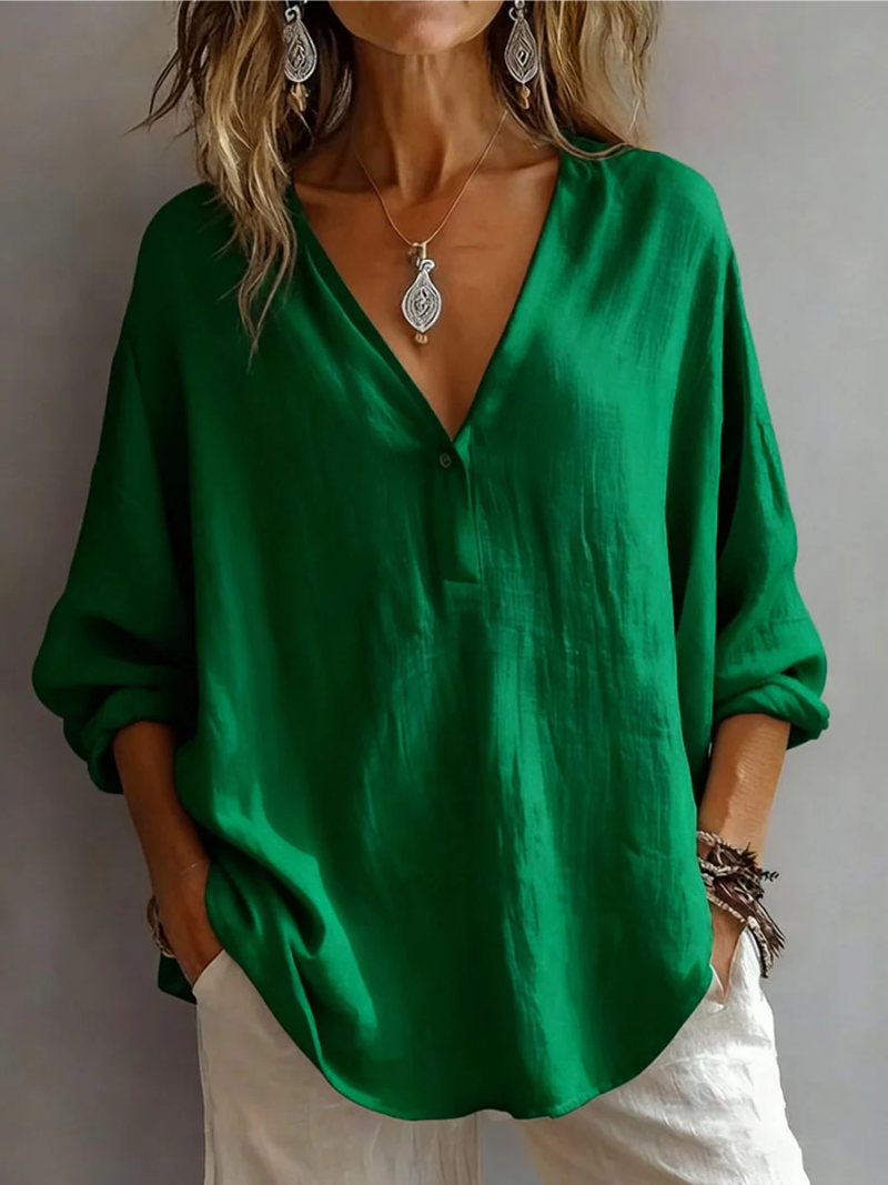 Melna - Blusa Elegante Com Decote Em V