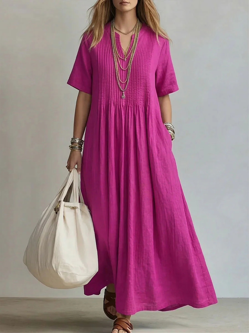 Betsaida - Vestido Elegante Com Decote Em V e Manga Curta