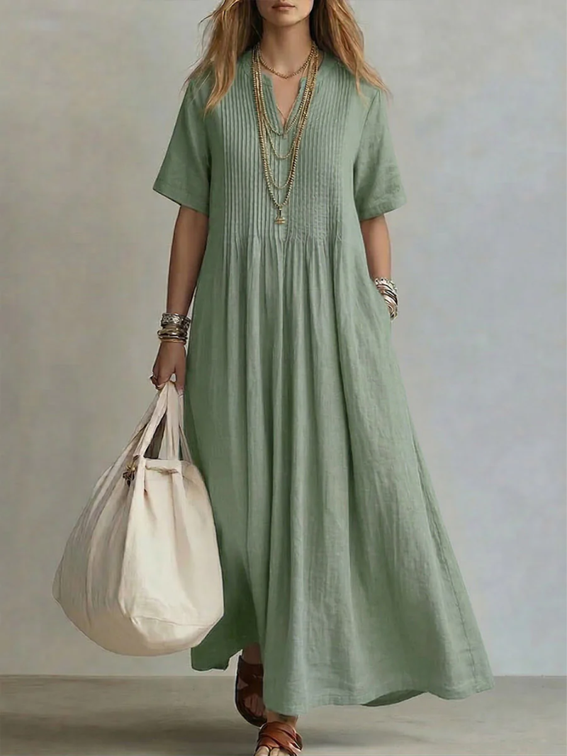 Betsaida - Vestido Elegante Com Decote Em V e Manga Curta