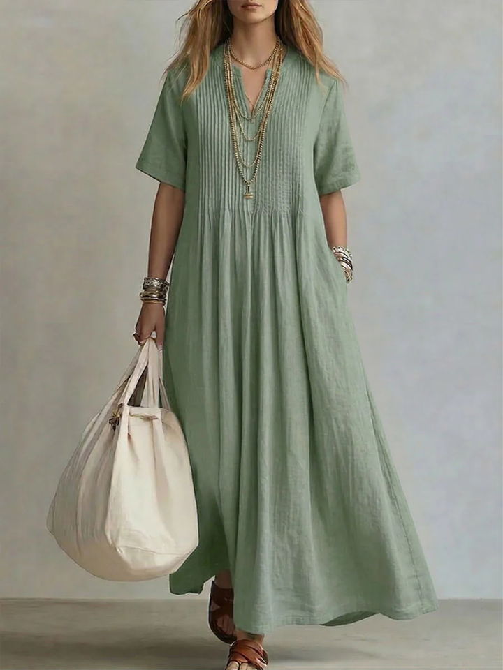 Betsaida - Vestido Elegante Com Decote Em V e Manga Curta