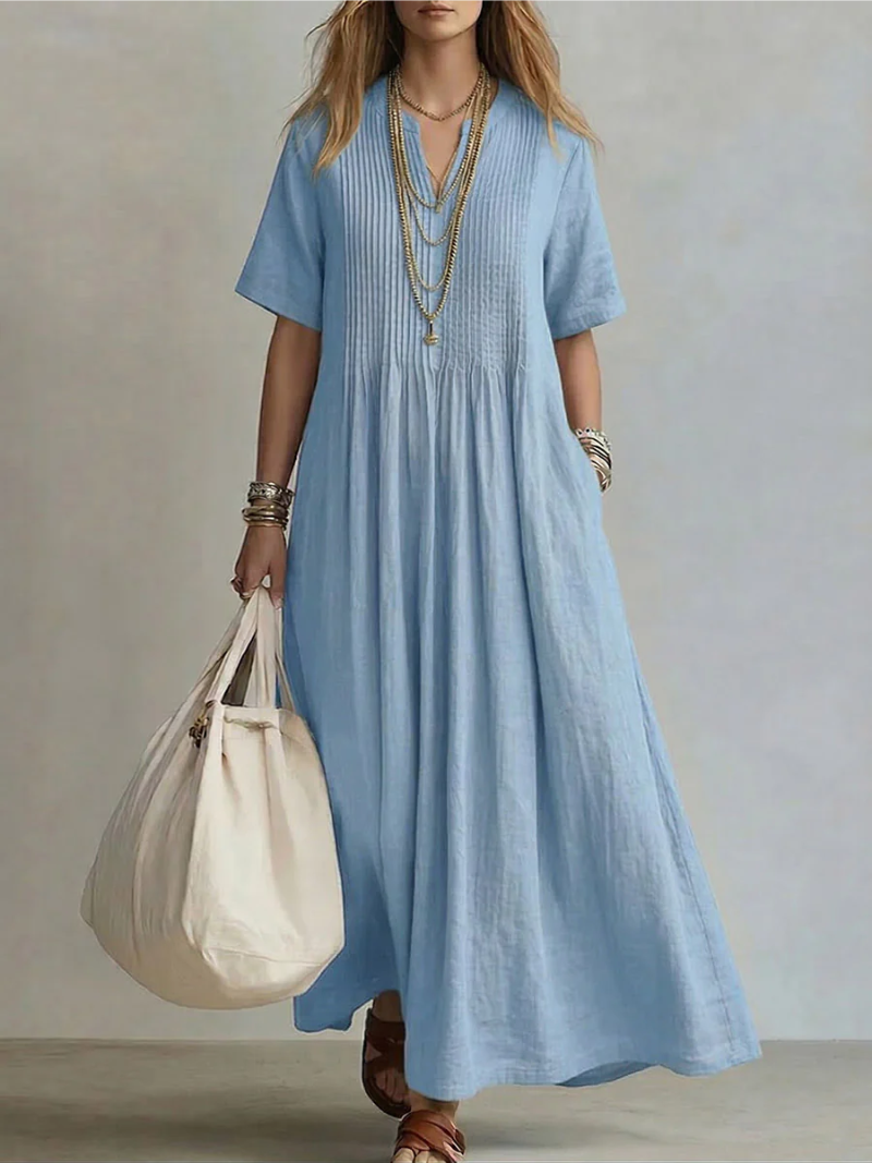 Betsaida - Vestido Elegante Com Decote Em V e Manga Curta