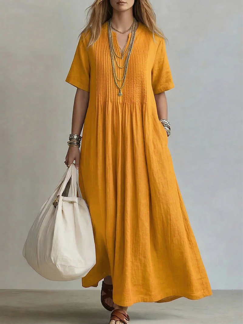 Betsaida - Vestido Elegante Com Decote Em V e Manga Curta
