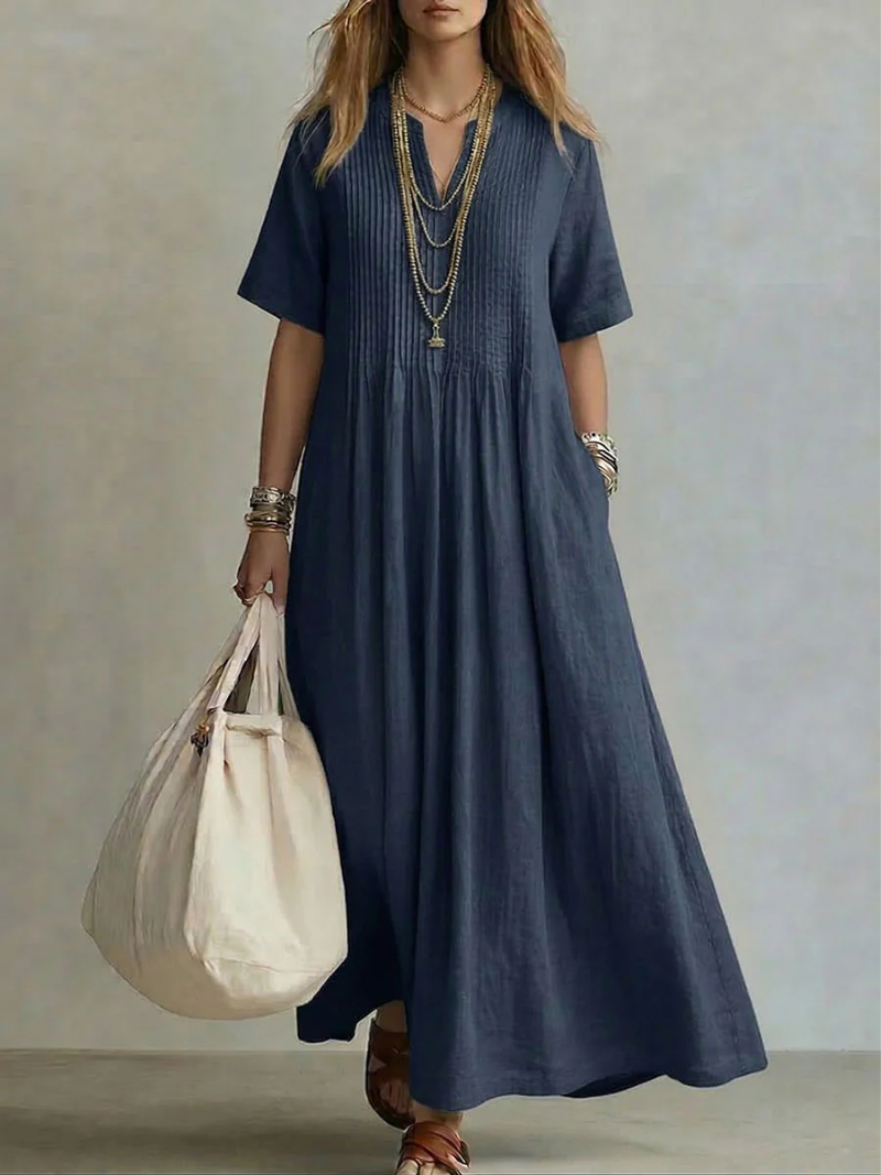 Betsaida - Vestido Elegante Com Decote Em V e Manga Curta