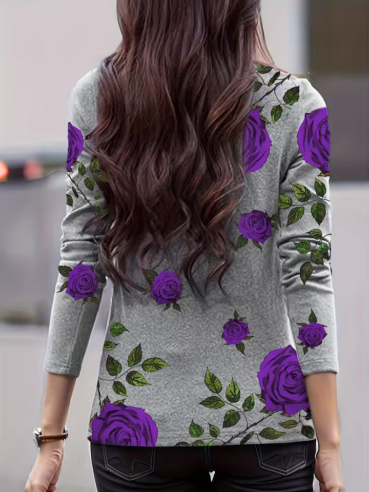 Zinie - Top Com Gola Alta E Padrão Floral