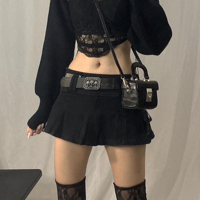 Linda - Mini-saia De Ganga Plissada Com Cinto