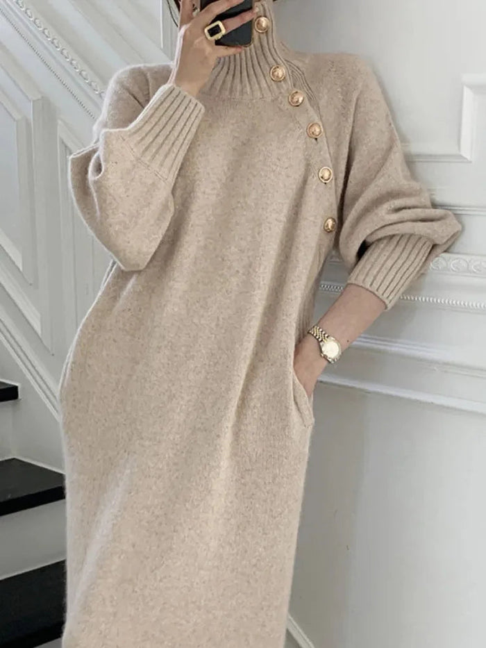 Nassra - Vestido Elegante Com Gola Alta