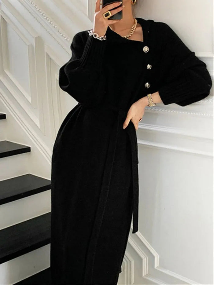 Nassra - Vestido Elegante Com Gola Alta
