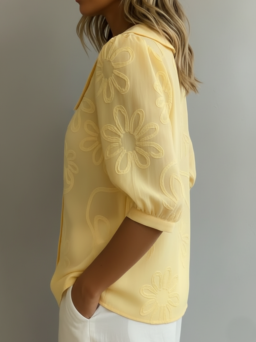Blerta - Blusa Floral Com Elegância Natural