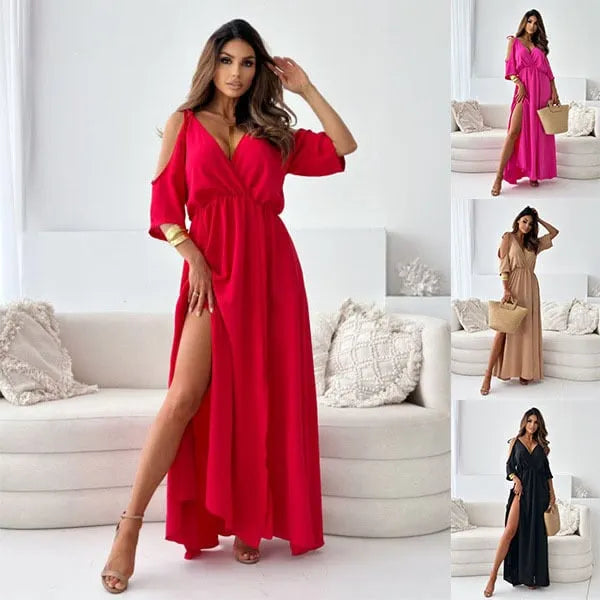 Lene - Vestido Com Ombros à Vista e Fenda
