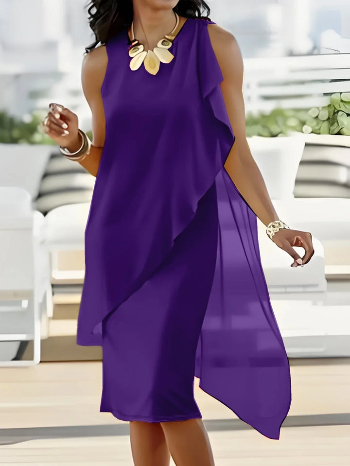 Maren - Vestido Midi Elegante Sem Mangas