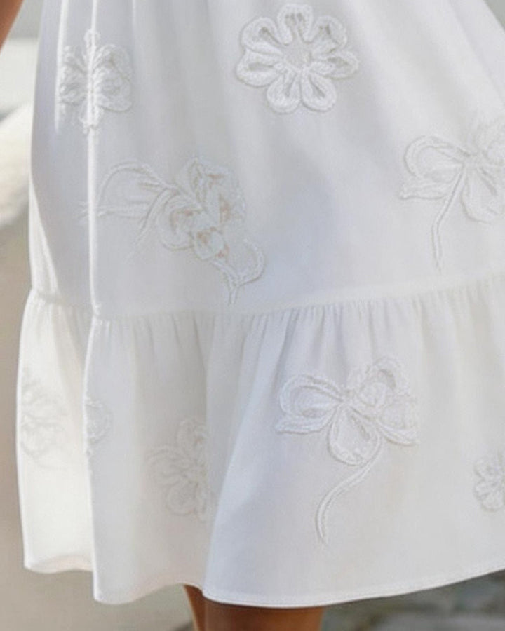 Nija - Vestido Com Decote Em V e Folhos