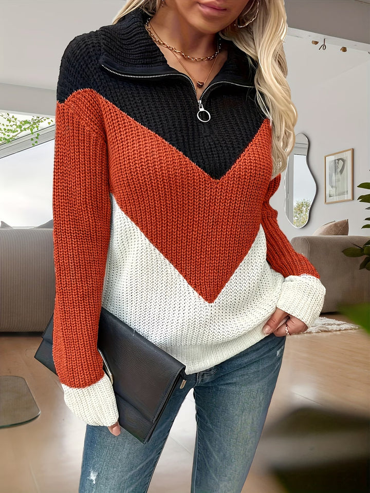 Fagina - Camisola Elegante De Malha Com Meio Fecho