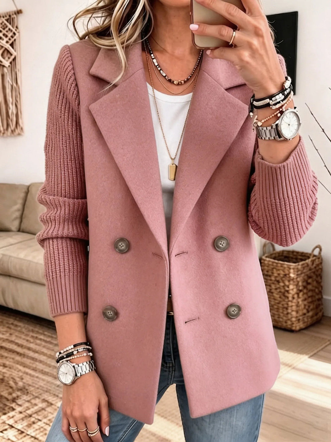 Winchell - Casaco De Outono Elegante Com Mangas Em Malha