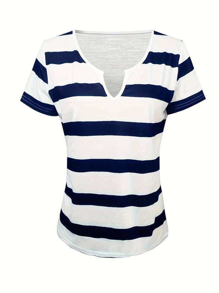 Kiley - Camisola Elegante De Manga Curta Às Riscas