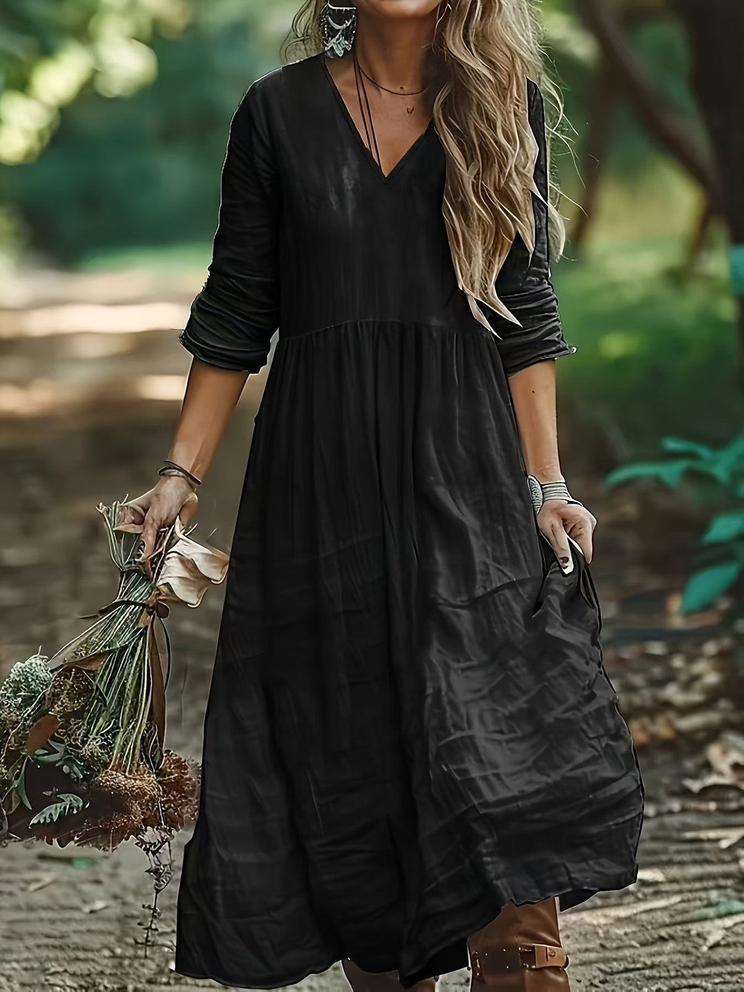 Shirron - Vestido Comprido Elegante Com Decote em V