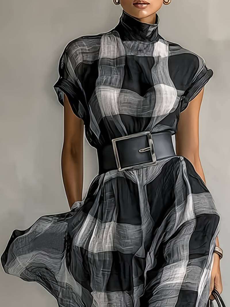 Nethara - Vestido Elegante de Outono Com Cinto