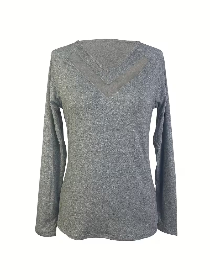 Mesha - Camisola De Manga Comprida Com Decote Em V E Inserção Em Malha