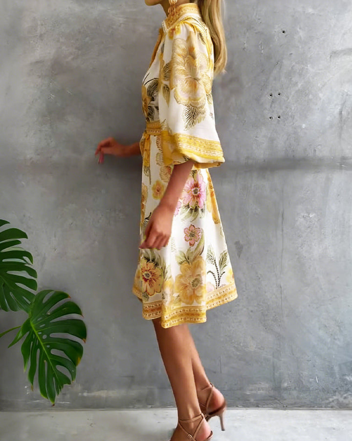 Nylera - Vestido Com Mangas Largas e Gola Recortada