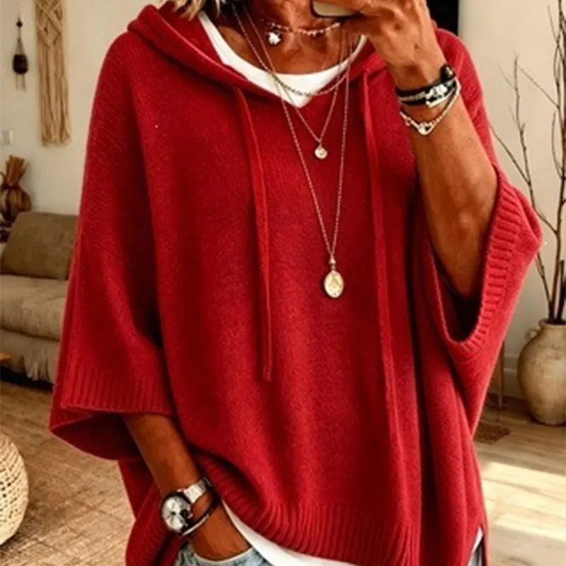 Kinala - Camisola Com Capuz De Malha Oversized Com Cordão