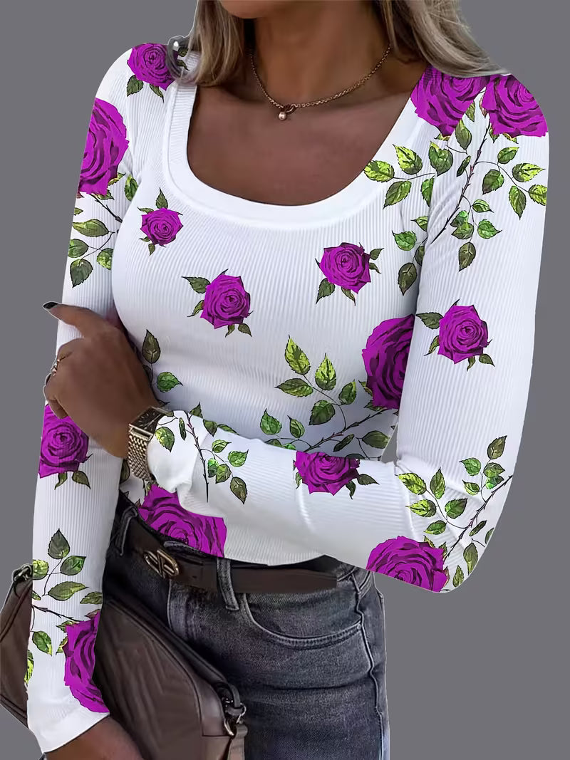Rabiye - Top Com Estampado Floral E Decote Quadrado