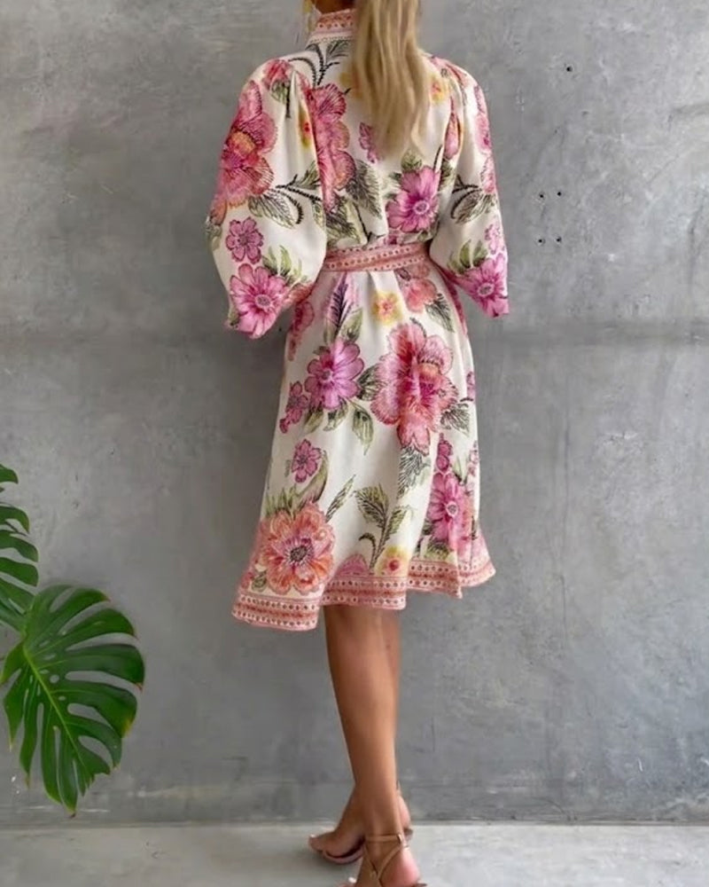 Nylera - Vestido Com Mangas Largas e Gola Recortada