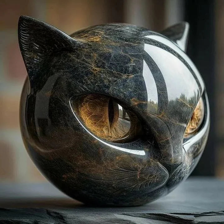 Nyxcharm - Escultura De Cabeça De Gato Preto Místico