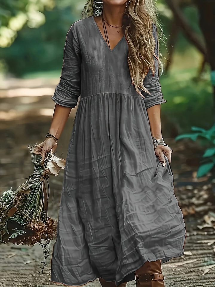 Shirron - Vestido Comprido Elegante Com Decote em V