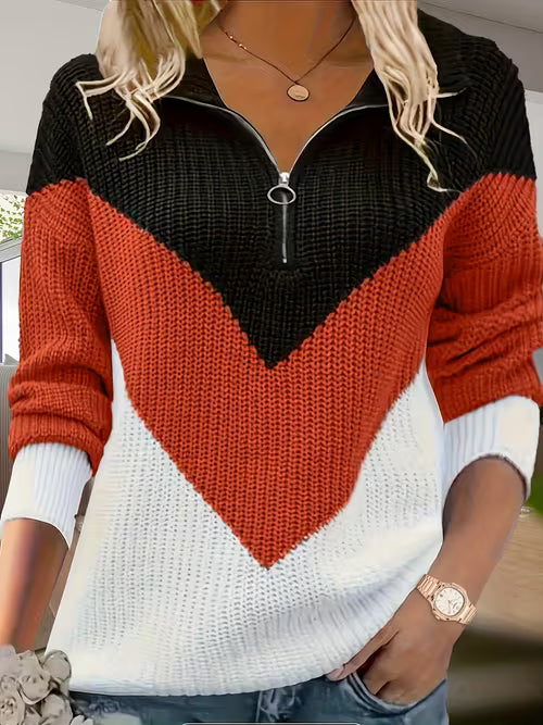 Fagina - Camisola Elegante De Malha Com Meio Fecho
