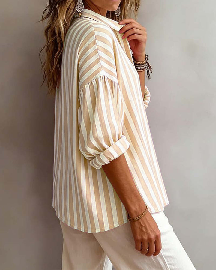 Jessy - Blusa Larga às Riscas Com Gola