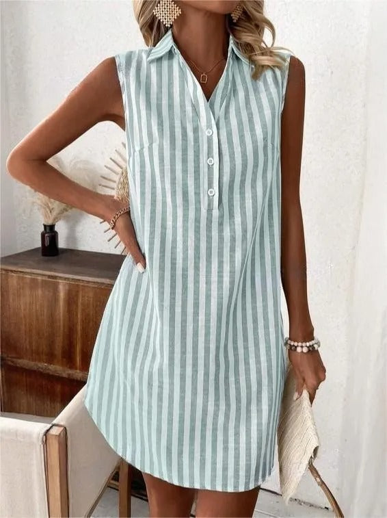 Frenzi - Vestido Camisa às Riscas