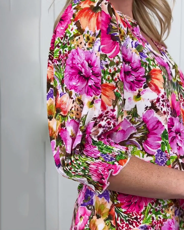Niliza - Blusa Floral De Manga Curta