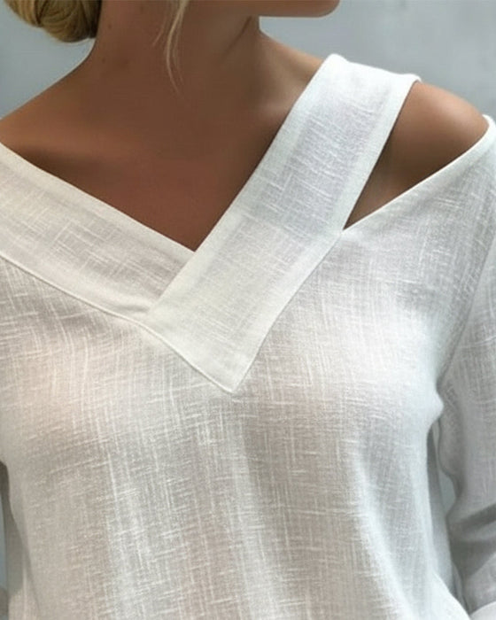 Makeeta - Top Elegante Com Decote Em V e Alças