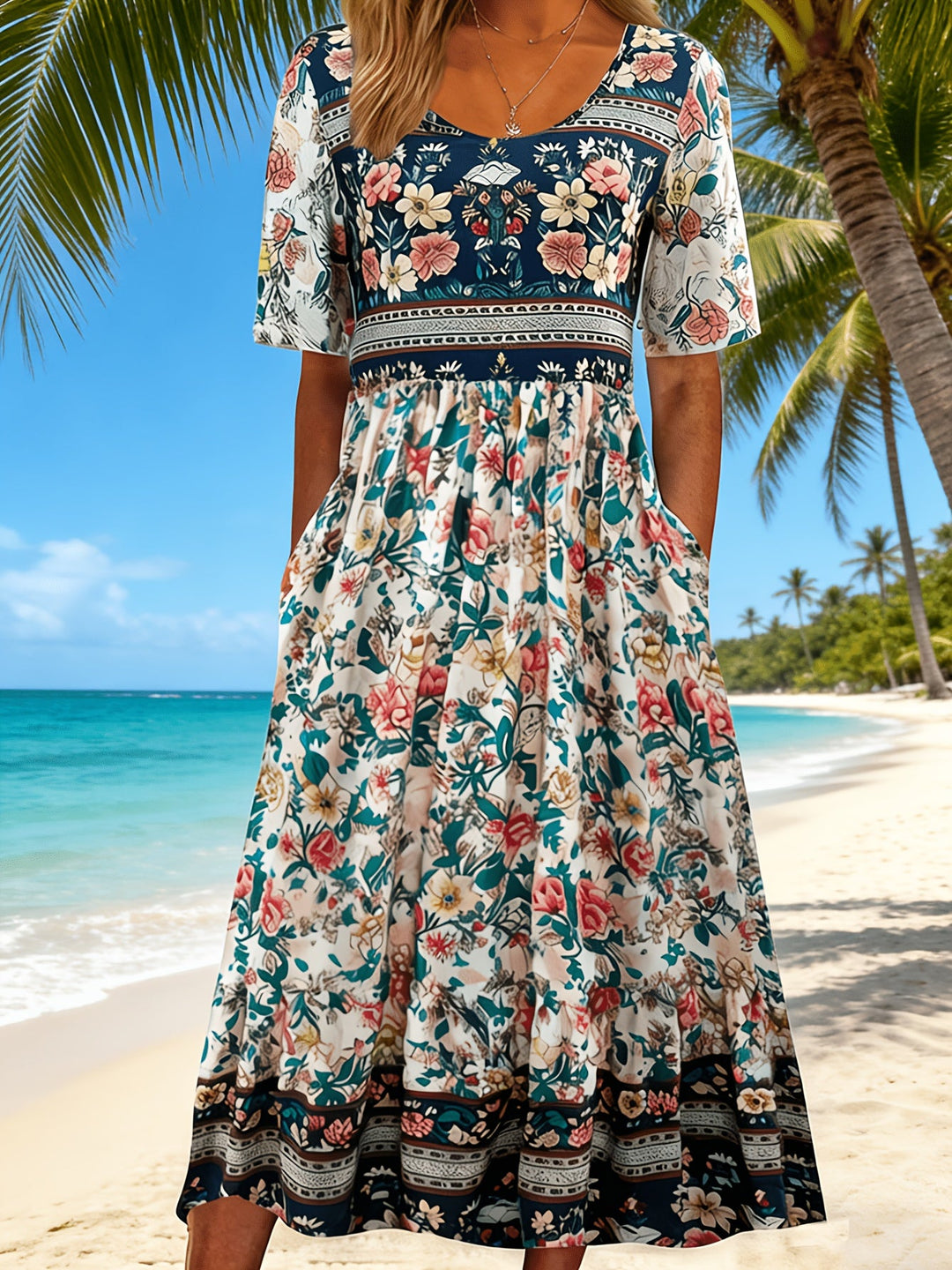Jeeni - Vestido de Manga Curta Com Estampado Floral