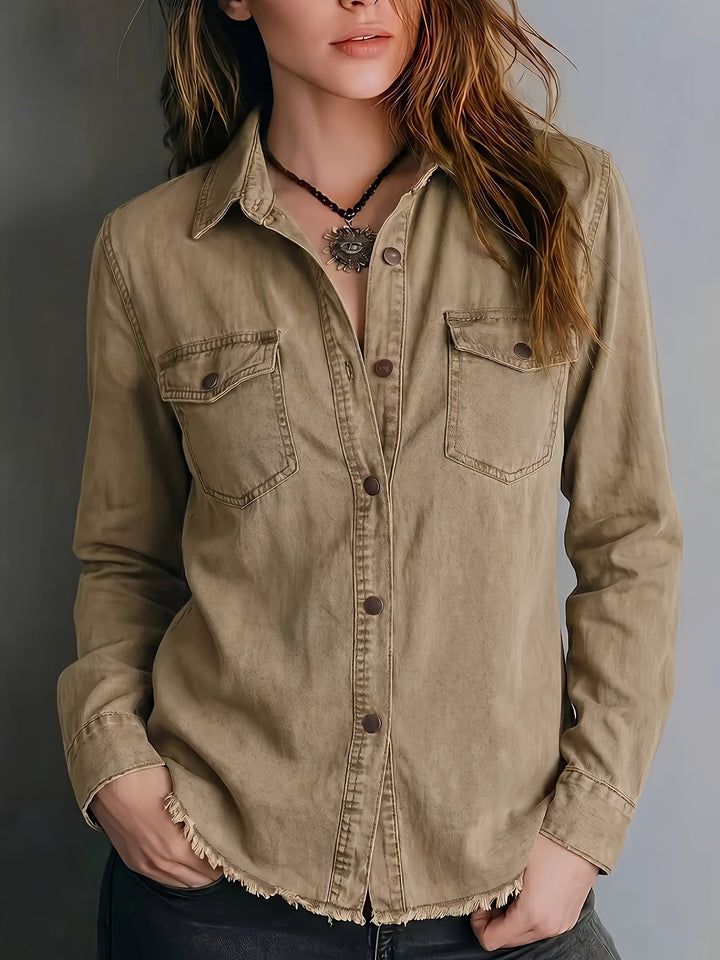 Blazka - Camisa Elegante Com Botões À Frente E Bolso