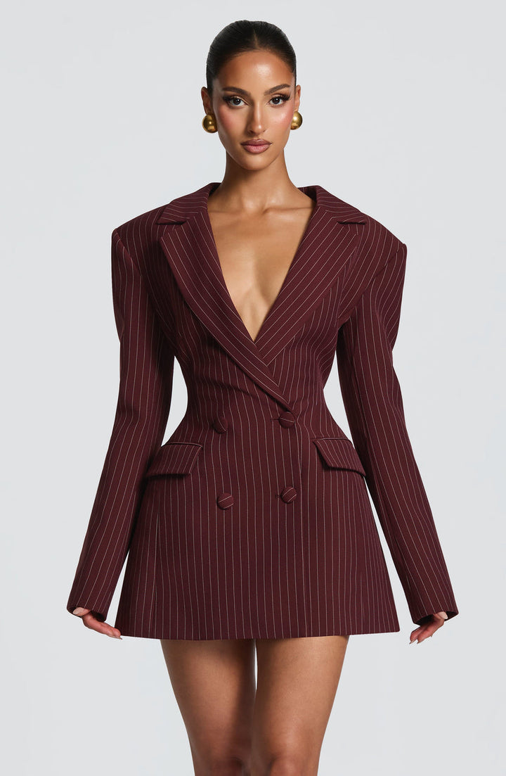 Zaerine - Mini-Vestido Tipo Blazer De Corte À Medida Com Botões Duplos