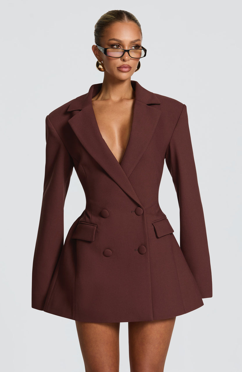 Zaerine - Mini-Vestido Tipo Blazer De Corte À Medida Com Botões Duplos