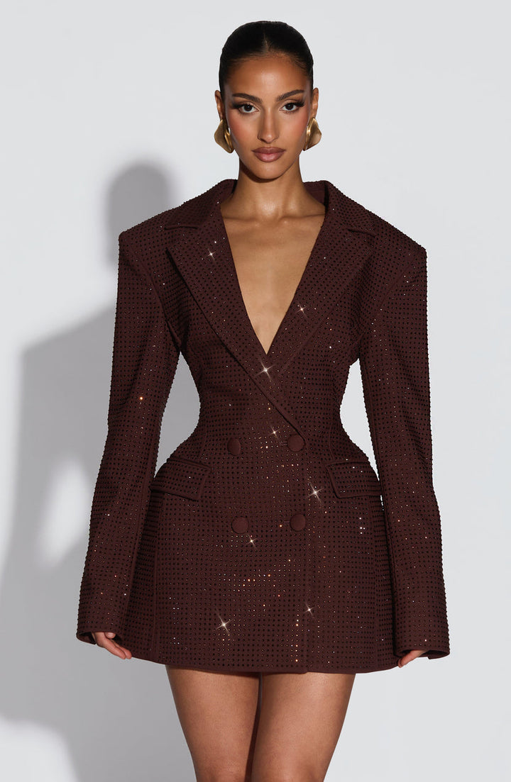 Zaerine - Mini-Vestido Tipo Blazer De Corte À Medida Com Botões Duplos