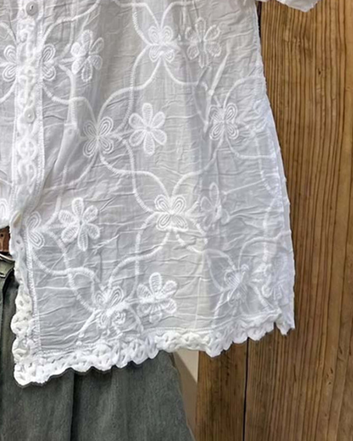 Guinwa - Blusa De Renda Com Mangas Três Quartos