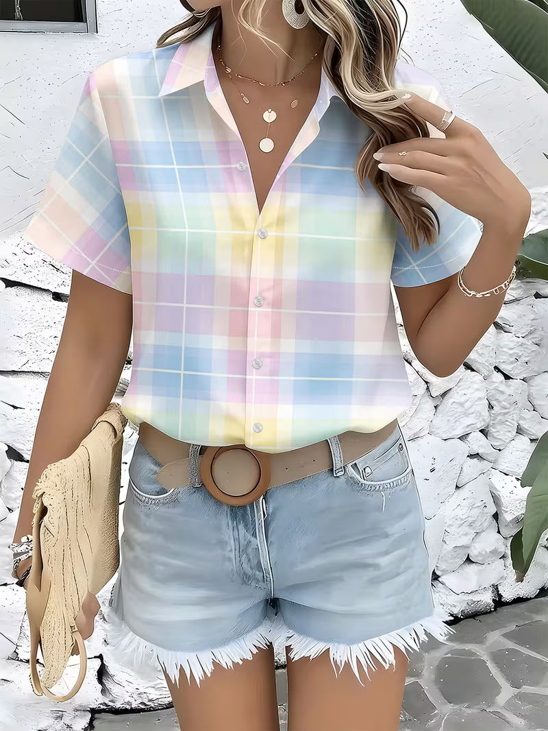 Harrell - Camisa de Manga Curta com Padrão Xadrez